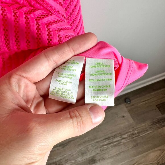 Lilly Pulitzer Tilly Bright Pink Asymmetrical Dress Vacation Resortwear Preppy L - Picture 6 of 7